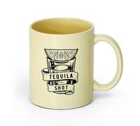 AYUEHBN cerámica Tazas de té y café con estilo Cóctel de tequila con lima y sal en un bar de pub （11oz/320ml） Tazas de cerámica para el hogar o el trabajo Beige