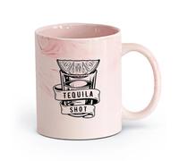 AYUEHBN cerámica Tazas de té y café con estilo Cóctel de tequila con lima y sal en un bar de pub （11oz/320ml） Tazas de cerámica para el hogar o el trabajo Rosa mármol