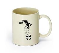 AYUEHBN cerámica Tazas de té y café con estilo Dieta Motivación Estilo de vida saludable Deporte Mujer Niña （11oz/320ml） Para la oficina y el hogar Amarillo claro