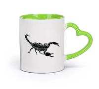 AYUEHBN cerámica Tazas de té y café con estilo Escorpión, animal, veneno, depredador del desierto （11oz/320ml） Tazas de cerámica para el hogar o el trabajo Verde