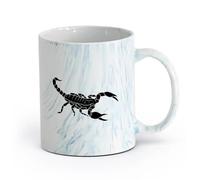 AYUEHBN cerámica Tazas de té y café con estilo Escorpión, animal, veneno, depredador del desierto （11oz/320ml） Tazas de cerámica para el hogar o el trabajo Azul mármol