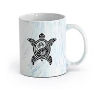 AYUEHBN cerámica Tazas de té y café con estilo Estudio de yoga y budismo Yin Yang con tortugas marinas （11oz/320ml） Para cafetería o restaurante Azul mármol