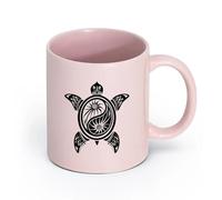 AYUEHBN cerámica Tazas de té y café con estilo Estudio de yoga y budismo Yin Yang con tortugas marinas （11oz/320ml） Para cafetería o restaurante Rosa