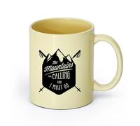 AYUEHBN cerámica Tazas de té y café con estilo Las montañas te llaman ¡Hay que esquiar! Deportes extremos （11oz/320ml） Para leche, té, cola y agua Beige