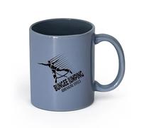 AYUEHBN cerámica Tazas de té y café con estilo Logotipo del saltador de puenting Deporte extremo （11oz/320ml） Oficina, hogar, cafetería, apto para lavavajillas y microondas Gris azulado