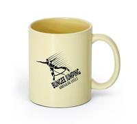 AYUEHBN cerámica Tazas de té y café con estilo Logotipo del saltador de puenting Deporte extremo （11oz/320ml） Oficina, hogar, cafetería, apto para lavavajillas y microondas Beige