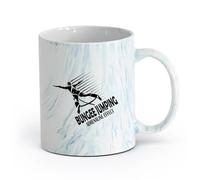 AYUEHBN cerámica Tazas de té y café con estilo Logotipo del saltador de puenting Deporte extremo （11oz/320ml） Oficina, hogar, cafetería, apto para lavavajillas y microondas Azul mármol