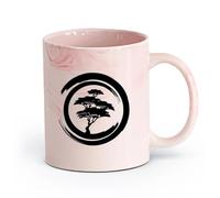 AYUEHBN cerámica Tazas de té y café con estilo Meditación del Árbol Zen del Círculo Enzo en Japón （11oz/320ml） Ideal para el hogar, la oficina, cafeterías, ideas de regalo Rosa mármol