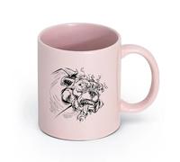 AYUEHBN cerámica Tazas de té y café con estilo Perro rabioso, mascota, llamas, monstruo, locura （11oz/320ml） Elegante y duradero: apto para microondas y lavavajillas Rosa