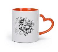 AYUEHBN cerámica Tazas de té y café con estilo Perro rabioso, mascota, llamas, monstruo, locura （11oz/320ml） Elegante y duradero: apto para microondas y lavavajillas Naranja