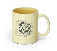 AYUEHBN cerámica Tazas de té y café con estilo Perro rabioso, mascota, llamas, monstruo, locura （11oz/320ml） Elegante y duradero: apto para microondas y lavavajillas Beige