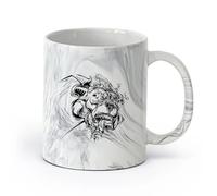 AYUEHBN cerámica Tazas de té y café con estilo Perro rabioso, mascota, llamas, monstruo, locura （11oz/320ml） Elegante y duradero: apto para microondas y lavavajillas Negro mármol