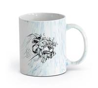 AYUEHBN cerámica Tazas de té y café con estilo Perro rabioso, mascota, llamas, monstruo, locura （11oz/320ml） Elegante y duradero: apto para microondas y lavavajillas Azul mármol