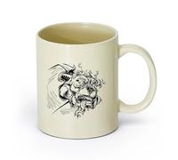 AYUEHBN cerámica Tazas de té y café con estilo Perro rabioso, mascota, llamas, monstruo, locura （11oz/320ml） Elegante y duradero: apto para microondas y lavavajillas Amarillo claro