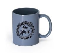 AYUEHBN cerámica Tazas de té y café Corona de plumas de pájaro de espíritu libre con palabras inspiradoras （11oz/320ml） Para cafetería o regalo Gris azulado