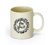 AYUEHBN cerámica Tazas de té y café Corona de plumas de pájaro de espíritu libre con palabras inspiradoras （11oz/320ml） Para cafetería o regalo Amarillo claro