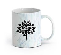 AYUEHBN cerámica Tazas de té y café Postura de yoga gratuita: Chica zen con hojas en forma de rama de árbol （11oz/320ml） Para el hogar o el trabajo Azul mármol