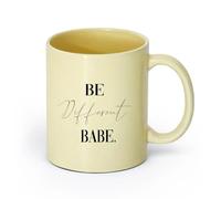 AYUEHBN cerámica Tazas de té y café Sé diferente, nena, cita, palabras inspiradoras, frases, letras, mujer, niña, salón de belleza （11oz/320ml） Porcelana fina (cerámica) Beige