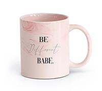 AYUEHBN cerámica Tazas de té y café Sé diferente, nena, cita, palabras inspiradoras, frases, letras, mujer, niña, salón de belleza （11oz/320ml） Porcelana fina (cerámica) Rosa mármol