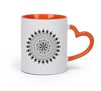 AYUEHBN cerámica Tazas Geniales Estudio de yoga, meditación y relajación con círculos de mandalas （11oz/320ml） Oficina, hogar, cafetería, apto para lavavajillas y microondas Naranja