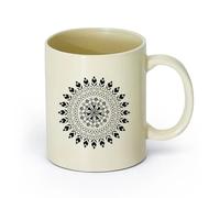 AYUEHBN cerámica Tazas Geniales Estudio de yoga, meditación y relajación con círculos de mandalas （11oz/320ml） Oficina, hogar, cafetería, apto para lavavajillas y microondas Amarillo claro
