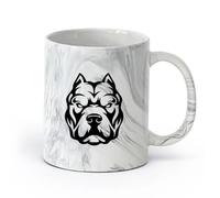 AYUEHBN cerámica Tazas Geniales Guardería de animales de compañía con cabeza de bulldog americano （11oz/320ml） Ideal para el hogar, la oficina, cafeterías, ideas de regalo Negro mármol