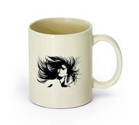 AYUEHBN cerámica Tazas Geniales Hermoso retrato de mujer, peluquería loca, atractivo sexual, peinado de niña. （11oz/320ml） Bonito Amarillo claro