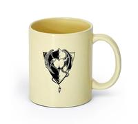 AYUEHBN cerámica Tazas Grandes para Bebidas Calientes Alas de escudo de ángel y demonio de corazón （11oz/320ml） Para bebidas calientes, latte, capuchino Beige