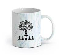 AYUEHBN cerámica Tazas Grandes para Bebidas Calientes Árbol Cara de Buda Postura del Loto Budismo Zen （11oz/320ml） Para Té, Café, Leche, Capuchino Azul mármol