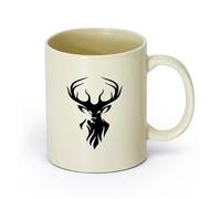 AYUEHBN cerámica Tazas Grandes para Bebidas Calientes Cabeza de ciervo Animal Bosque Caza （11oz/320ml） Para café, sopa, té, leche, latte, chocolate caliente, para mujeres y hombres Amarillo claro