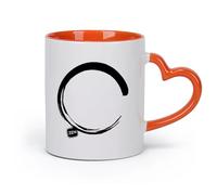 AYUEHBN cerámica Tazas Grandes para Bebidas Calientes Caligrafía japonesa zen del círculo Enso （11oz/320ml） Regalo único de oficina para mujeres y hombres Naranja