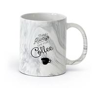 AYUEHBN cerámica Tazas Grandes para Bebidas Calientes Cita de la cafetería Siempre hay tiempo （11oz/320ml） Elegante y duradero: apto para microondas y lavavajillas Negro mármol