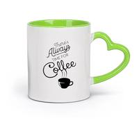 AYUEHBN cerámica Tazas Grandes para Bebidas Calientes Cita de la cafetería Siempre hay tiempo （11oz/320ml） Elegante y duradero: apto para microondas y lavavajillas Verde