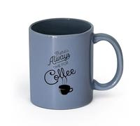 AYUEHBN cerámica Tazas Grandes para Bebidas Calientes Cita de la cafetería Siempre hay tiempo （11oz/320ml） Elegante y duradero: apto para microondas y lavavajillas Gris azulado