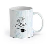 AYUEHBN cerámica Tazas Grandes para Bebidas Calientes Cita de la cafetería Siempre hay tiempo （11oz/320ml） Elegante y duradero: apto para microondas y lavavajillas Azul mármol