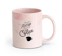 AYUEHBN cerámica Tazas Grandes para Bebidas Calientes Cita de la cafetería Siempre hay tiempo （11oz/320ml） Elegante y duradero: apto para microondas y lavavajillas Rosa mármol