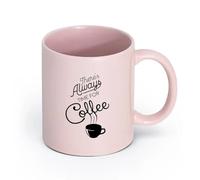 AYUEHBN cerámica Tazas Grandes para Bebidas Calientes Cita de la cafetería Siempre hay tiempo （11oz/320ml） Elegante y duradero: apto para microondas y lavavajillas Rosa