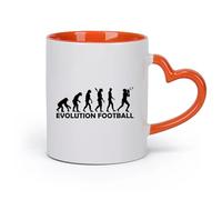 AYUEHBN cerámica Tazas Grandes para Bebidas Calientes Evolución del fútbol, deporte del rugby （11oz/320ml） Cappuccino, Latte Macchiato, té, espresso Naranja