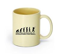 AYUEHBN cerámica Tazas Grandes para Bebidas Calientes Evolución del fútbol, deporte del rugby （11oz/320ml） Cappuccino, Latte Macchiato, té, espresso Beige
