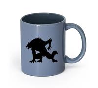 AYUEHBN cerámica Tazas Grandes para Bebidas Calientes Hombre lobo Horror Fantasía Bestia Monstruo （11oz/320ml） Café, té, latte, leche, cacao, zumo y otras bebidas calientes Gris azulado