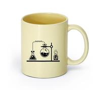 AYUEHBN cerámica Tazas Grandes para Bebidas Calientes Laboratorio Químico Ciencias Escuela de Química （11oz/320ml） Para café, avena, té, fácil de limpiar Beige