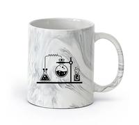 AYUEHBN cerámica Tazas Grandes para Bebidas Calientes Laboratorio Químico Ciencias Escuela de Química （11oz/320ml） Para café, avena, té, fácil de limpiar Negro mármol