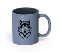 AYUEHBN cerámica Tazas Grandes para Bebidas Calientes Lobo Animales Depredador Bosque Hogar （11oz/320ml） Para café, sopa, té, leche, latte, chocolate caliente, para mujeres y hombres Gris azulado