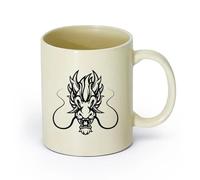 AYUEHBN cerámica Tazas Grandes para Bebidas Calientes Mitología china asiática con cabeza de dragón （11oz/320ml） Regalo único de oficina para mujeres y hombres Amarillo claro
