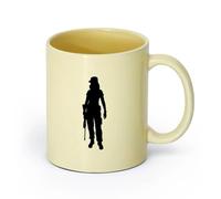 AYUEHBN cerámica Tazas Grandes para Bebidas Calientes Mujer militar con armas de fuego （11oz/320ml） para amantes del café, mejores amigos del trabajo, compañeros de trabajo y amigos Beige
