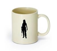 AYUEHBN cerámica Tazas Grandes para Bebidas Calientes Mujer militar con armas fuego （11oz/320ml） para amantes del café, mejores amigos del trabajo, compañeros trabajo y amigos Amarillo claro