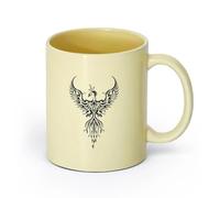 AYUEHBN cerámica Tazas Grandes para Bebidas Calientes Pájaro fantástico animal fénix cuento de hadas （11oz/320ml） Para té, chocolate caliente Beige