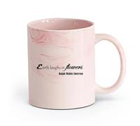 AYUEHBN cerámica Tazas Grandes para Bebidas Calientes Palabras de sabiduría Flores Letras （11oz/320ml） Para café, sopa, té, leche, latte, chocolate caliente, para mujeres y hombres Rosa mármol