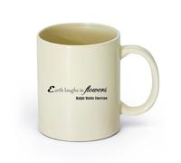 AYUEHBN cerámica Tazas Grandes para Bebidas Calientes Palabras de sabiduría Flores Letras （11oz/320ml） Para café, sopa, té, leche, latte, chocolate caliente, para mujeres y hombres Amarillo claro