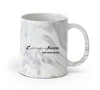 AYUEHBN cerámica Tazas Grandes para Bebidas Calientes Palabras de sabiduría Flores Letras （11oz/320ml） Para café, sopa, té, leche, latte, chocolate caliente, para mujeres y hombres Negro mármol